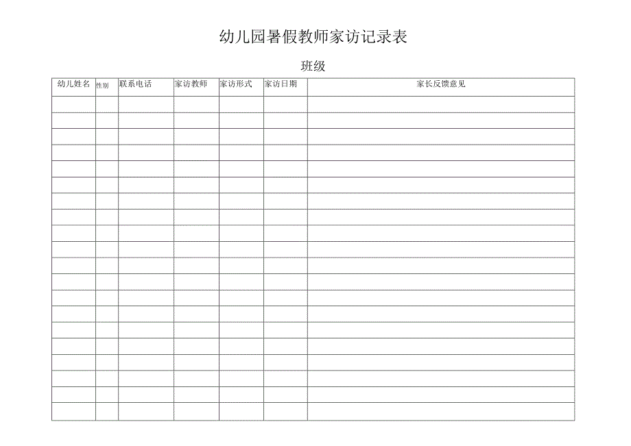 幼儿园暑假教师家访记录表.docx_第1页