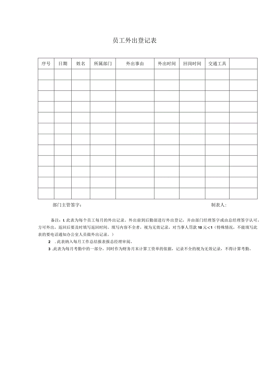 登记个人信息表15员工外出登记表.docx_第1页