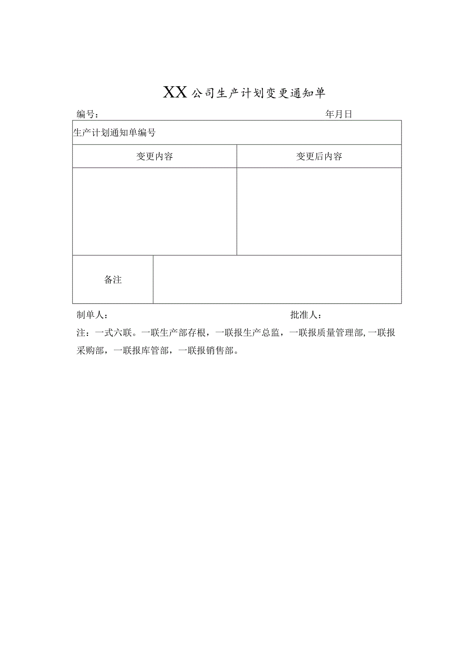 XX公司生产计划变更通知单.docx_第1页