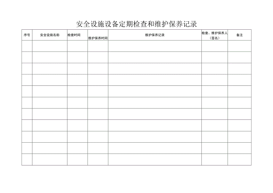 安全设备设施定期检查和维护保养记录标准模板.docx_第1页