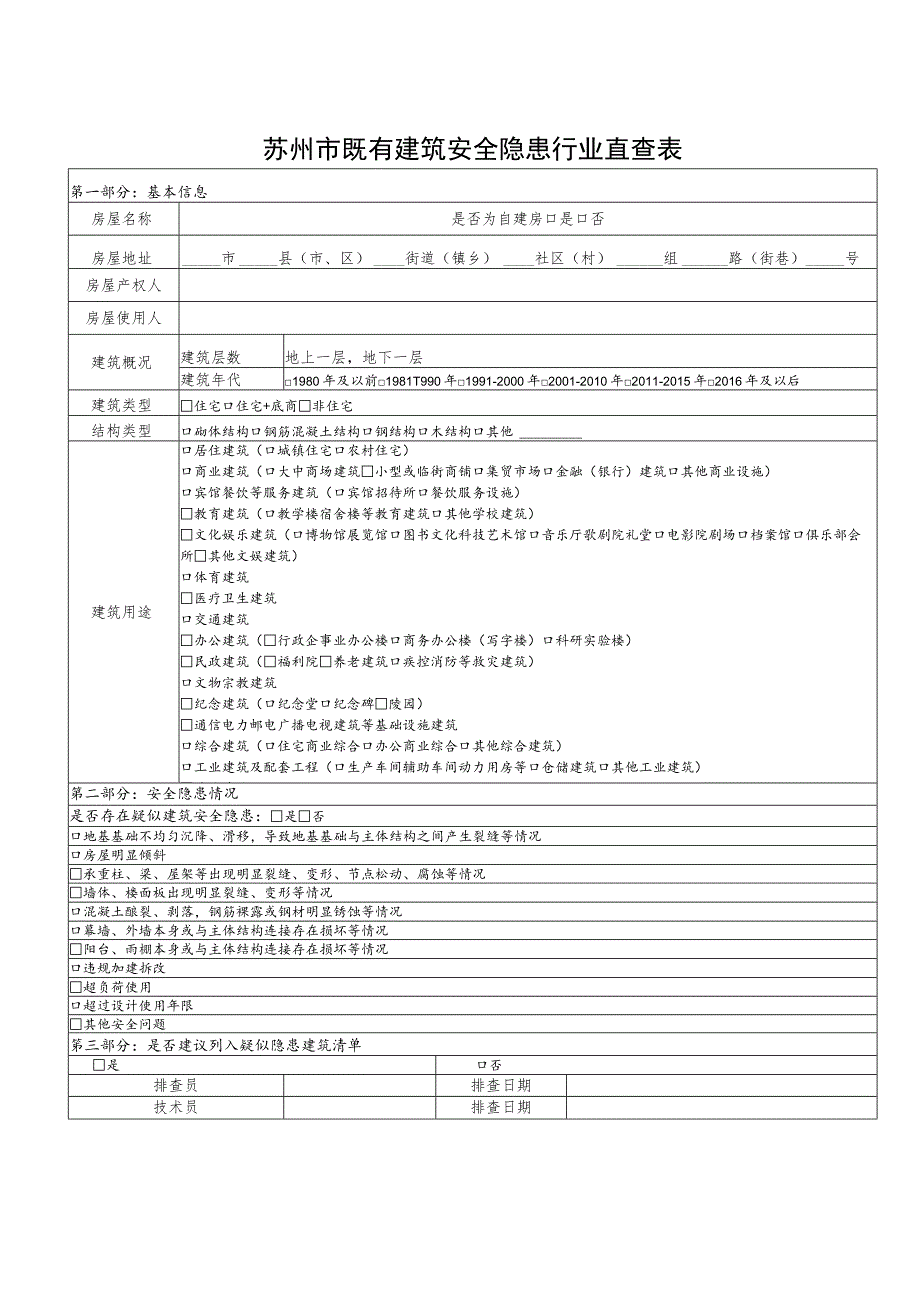 苏州市既有建筑安全隐患行业直查表.docx_第1页