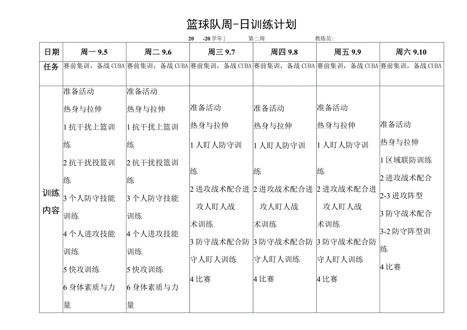 篮球队周日训练计划表模板.docx_第2页