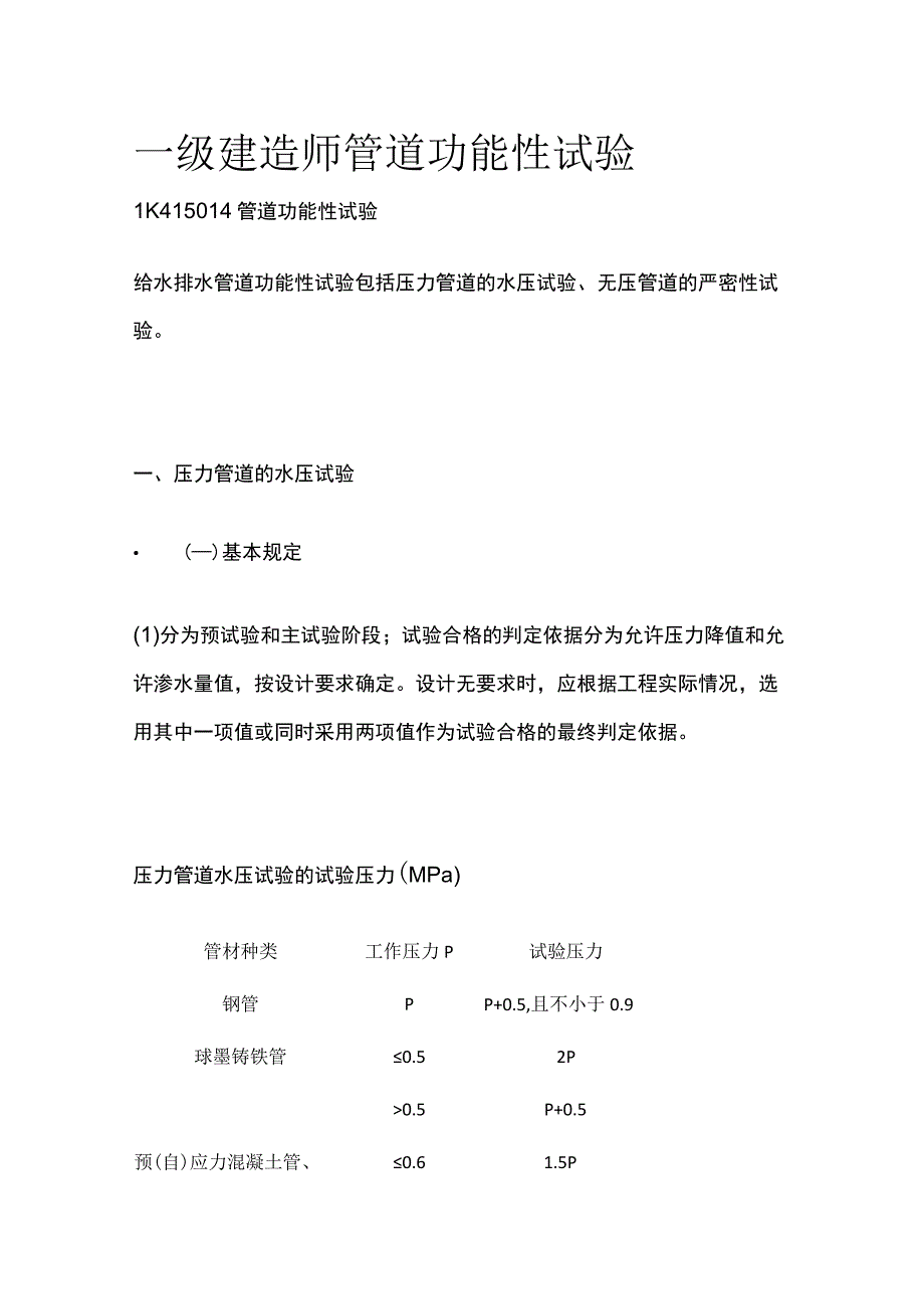 一级建造师 管道功能性试验全.docx_第1页