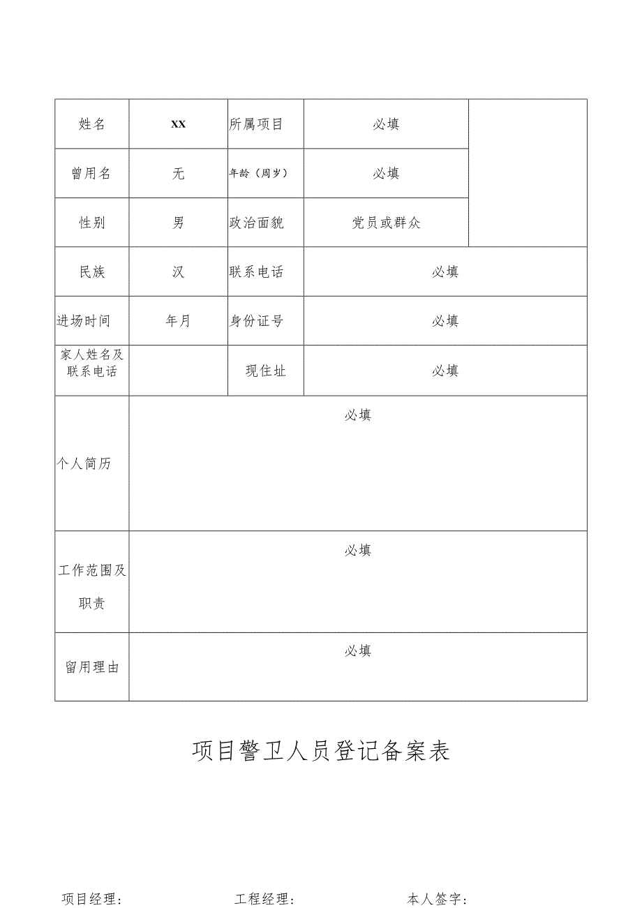 项目警卫人员登记备案表.docx_第1页