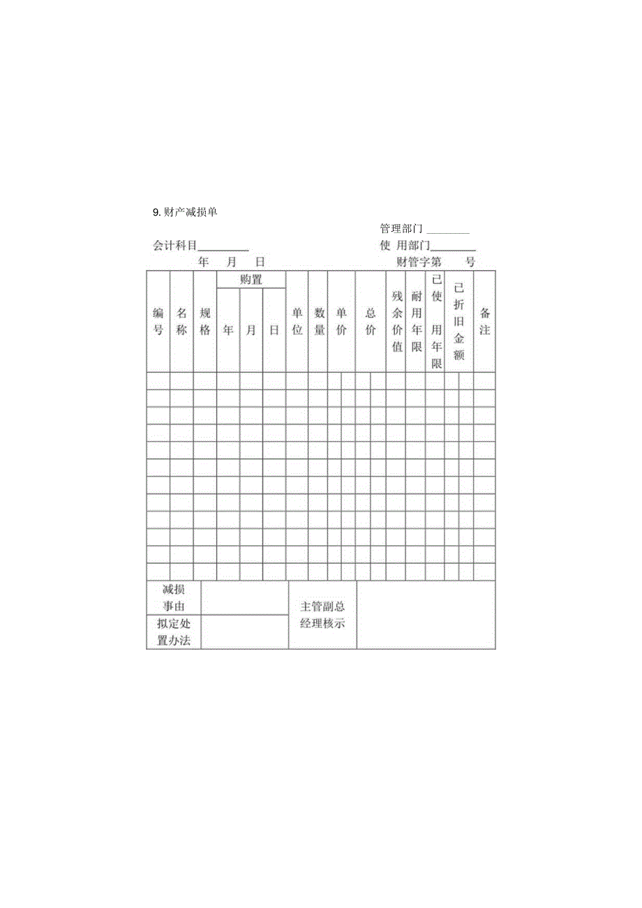 财产减损单样本.docx_第1页