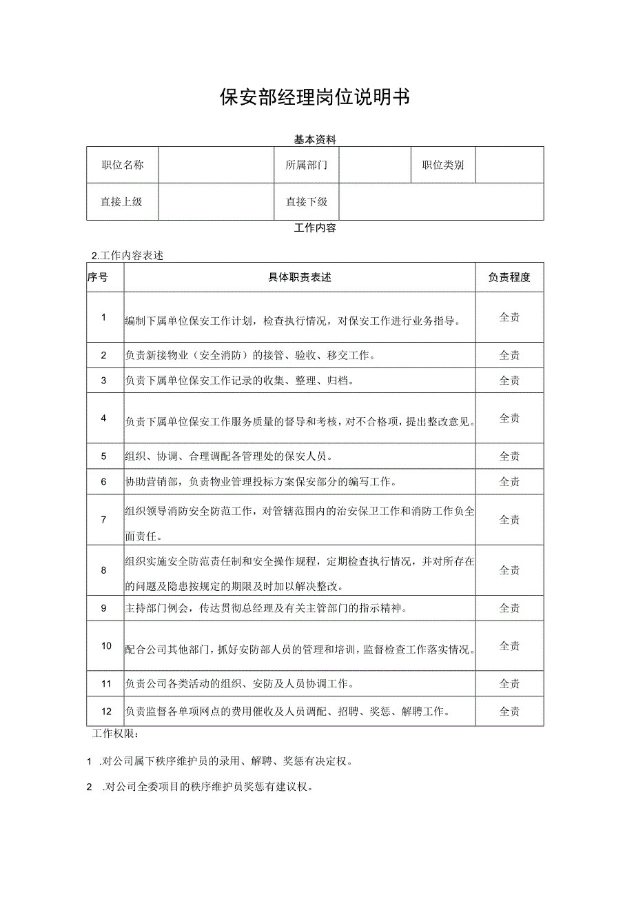 保安部经理岗位说明书.docx_第1页