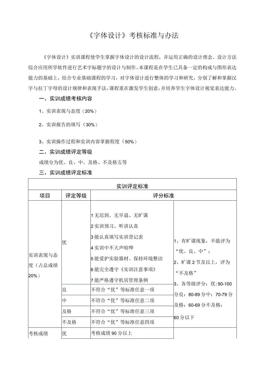 《字体设计》考核标准与办法.docx_第1页