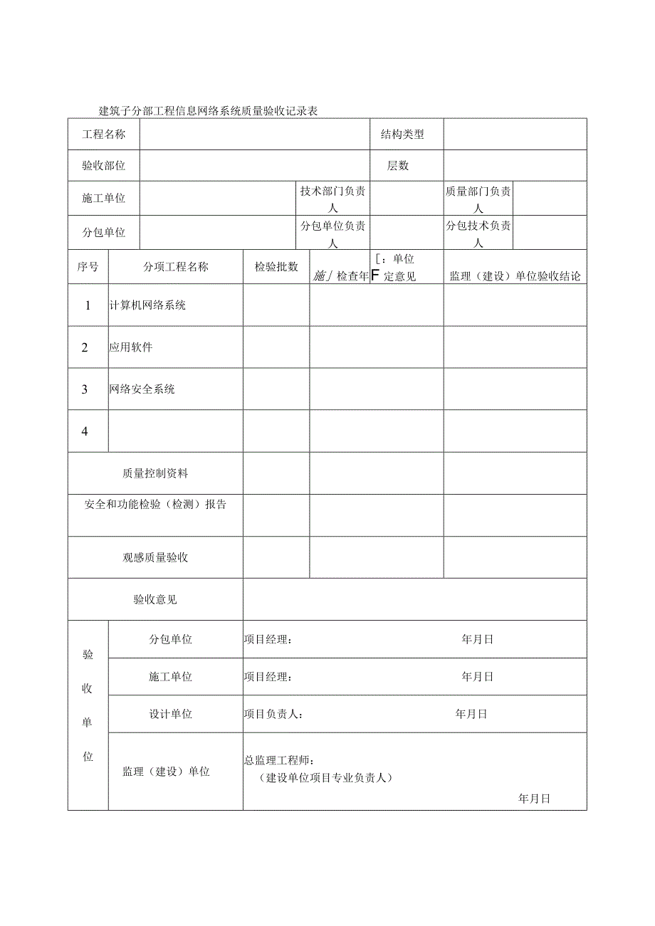 建筑子分部工程信息网络系统质量验收记录表.docx_第1页