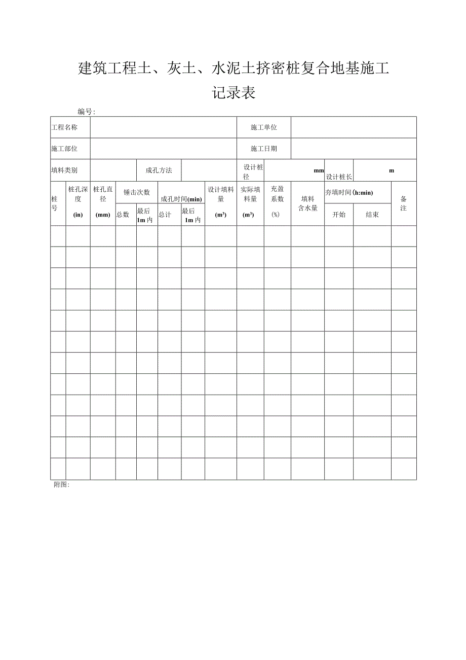 建筑工程土、灰土、水泥土挤密桩复合地基施工记录表.docx_第1页