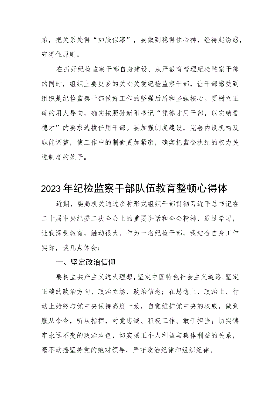 2023年全国纪检监察干部队伍教育整顿活动心得感悟模板两篇.docx_第3页