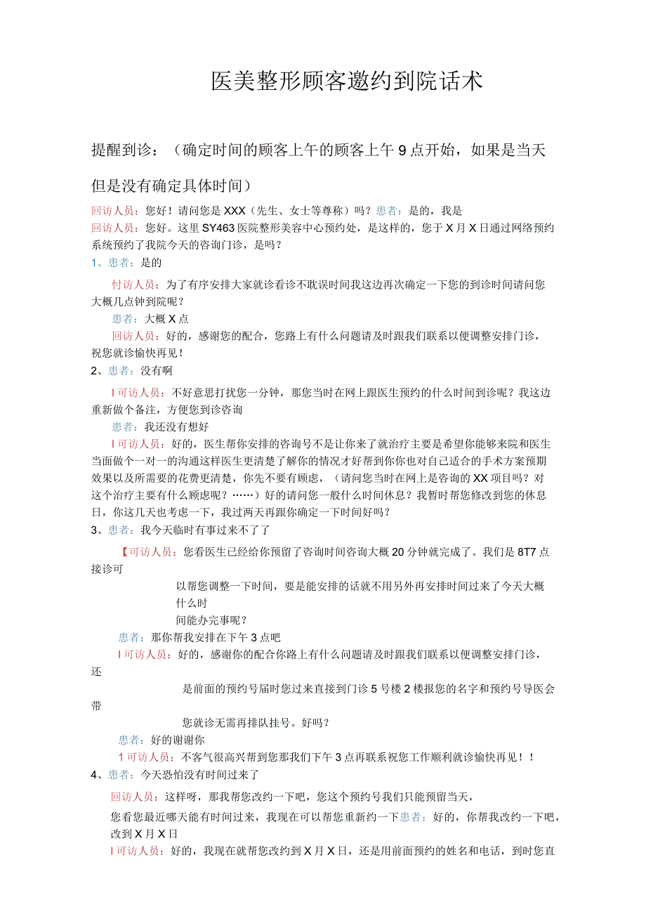 医美整形顾客邀约到院话术.docx_第1页