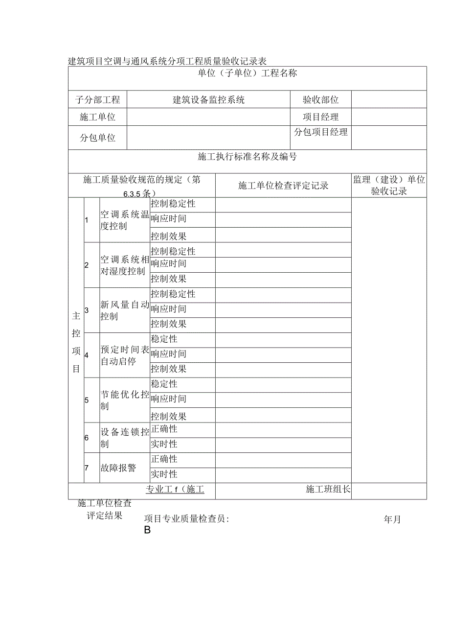 建筑项目空调与通风系统分项工程质量验收记录表.docx_第1页