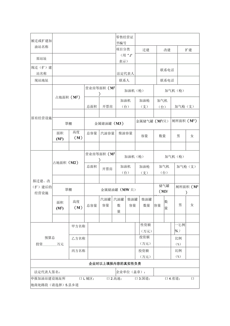迁建、扩建加油站点规划实施申报表.docx_第2页