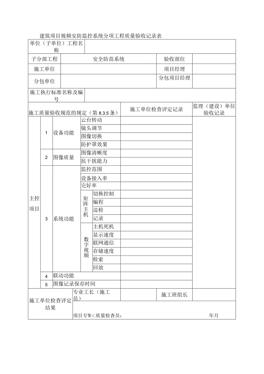 建筑项目视频安防监控系统分项工程质量验收记录表.docx_第1页