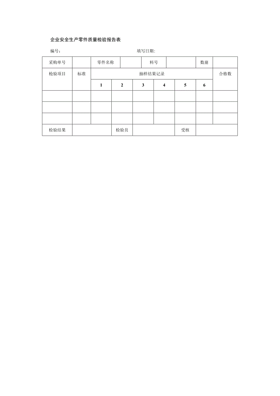 企业安全生产零件质量检验报告表.docx_第1页