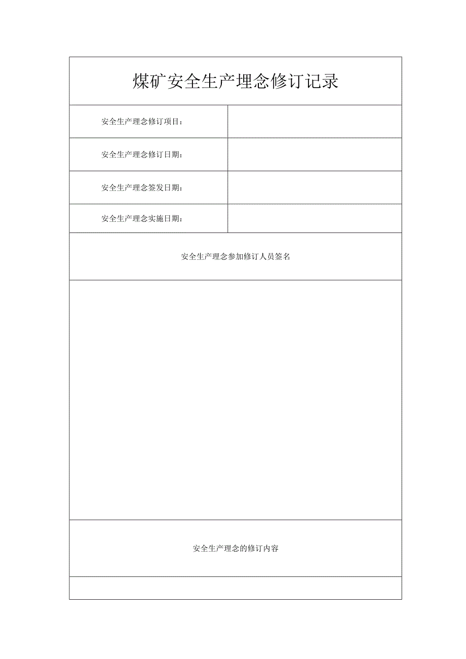 煤矿安全生产理念修订记录X.docx_第2页