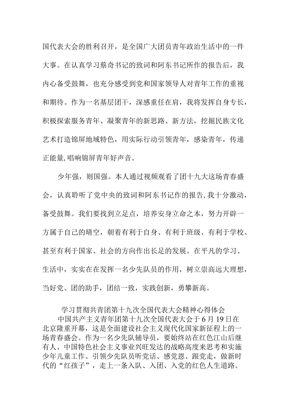 社区干部学习贯彻共青团第十九次全国代表大会精神个人心得体会 四篇.docx_第2页