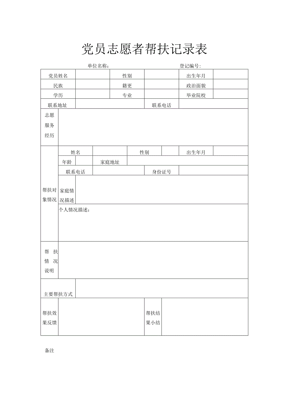 党员志愿者帮扶记录表.docx_第1页