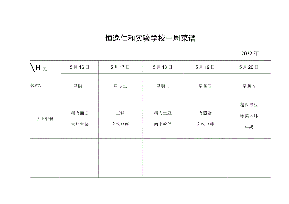 恒逸仁和实验学校一周菜谱.docx_第1页