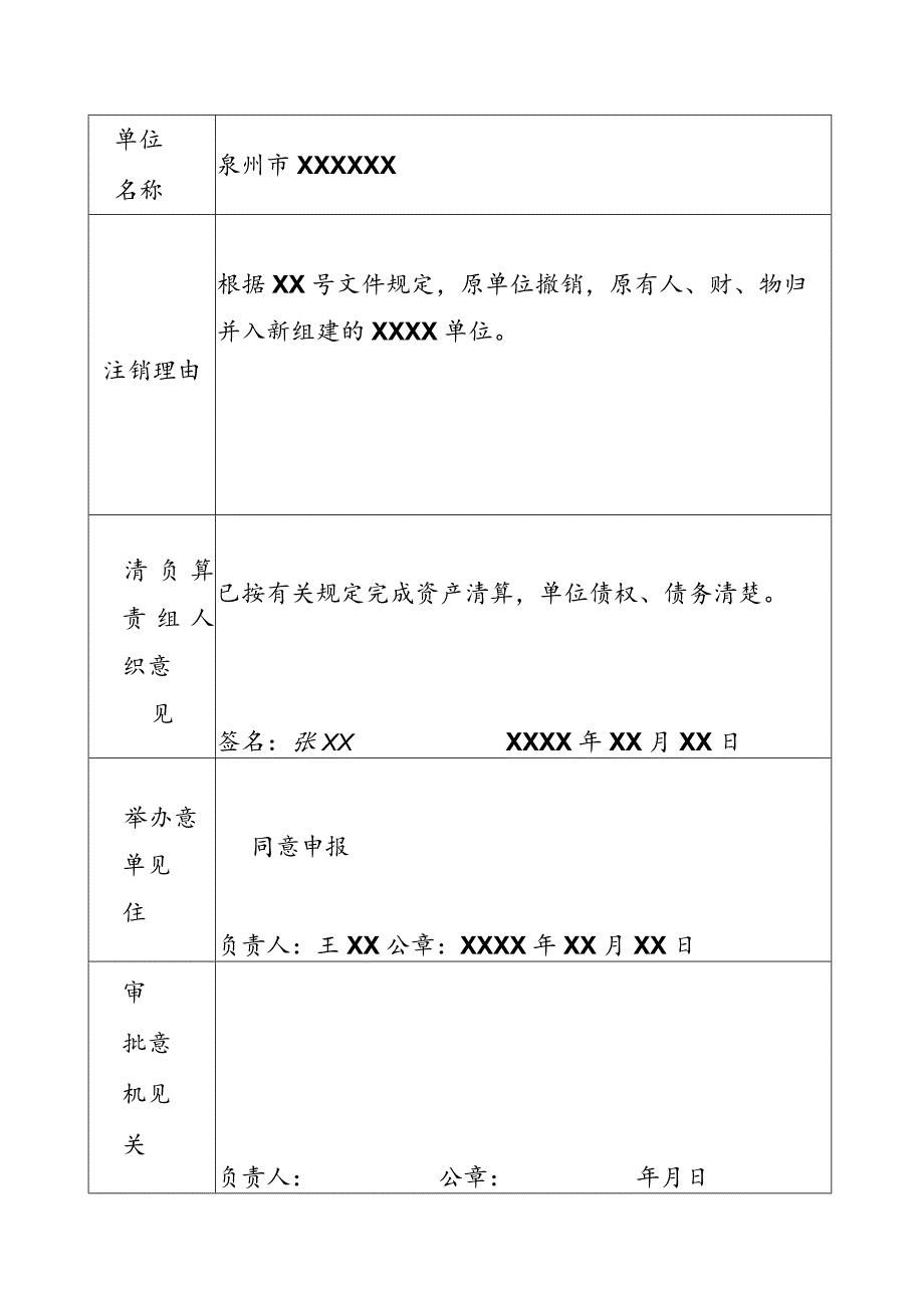 范本三事证第XXXXXXXXXX号事业单位法人注销登记备案申请书.docx_第2页