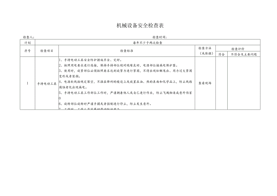 机械设备安全检查表.docx_第1页