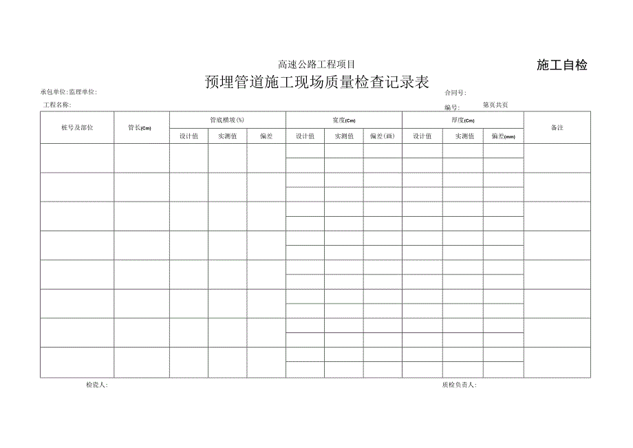 预埋管道施工现场质量检查记录表.docx_第1页