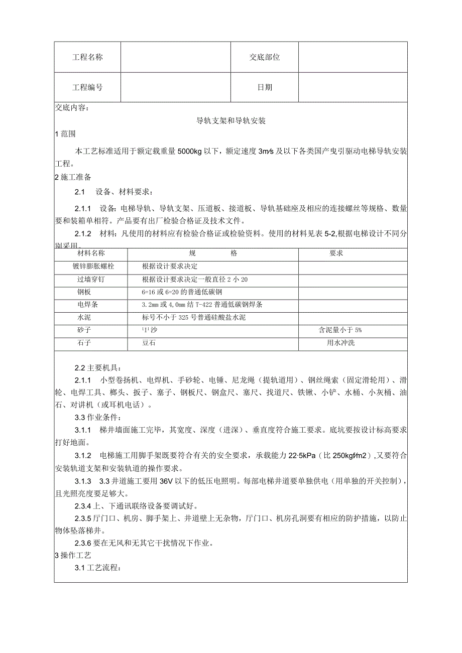 导轨支架和导轨安装工艺技术交底.docx_第1页