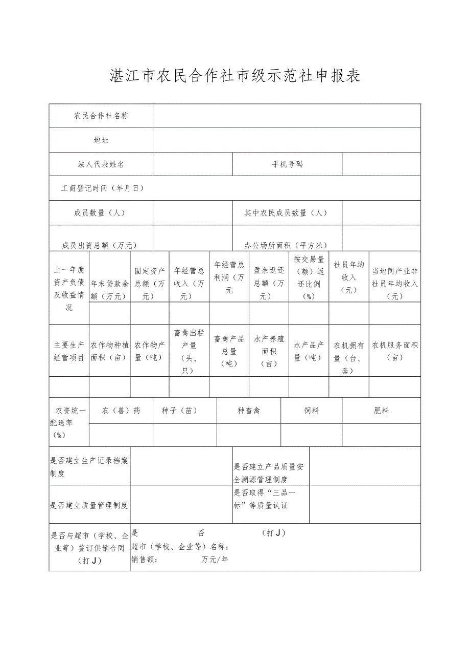 湛江市农民合作社市级示范社申报表.docx_第1页