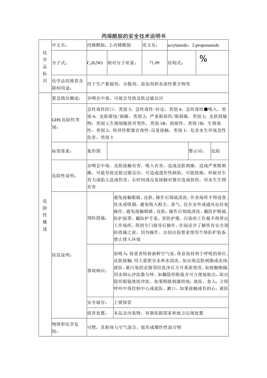 丙烯酰胺的安全技术说明书.docx_第1页