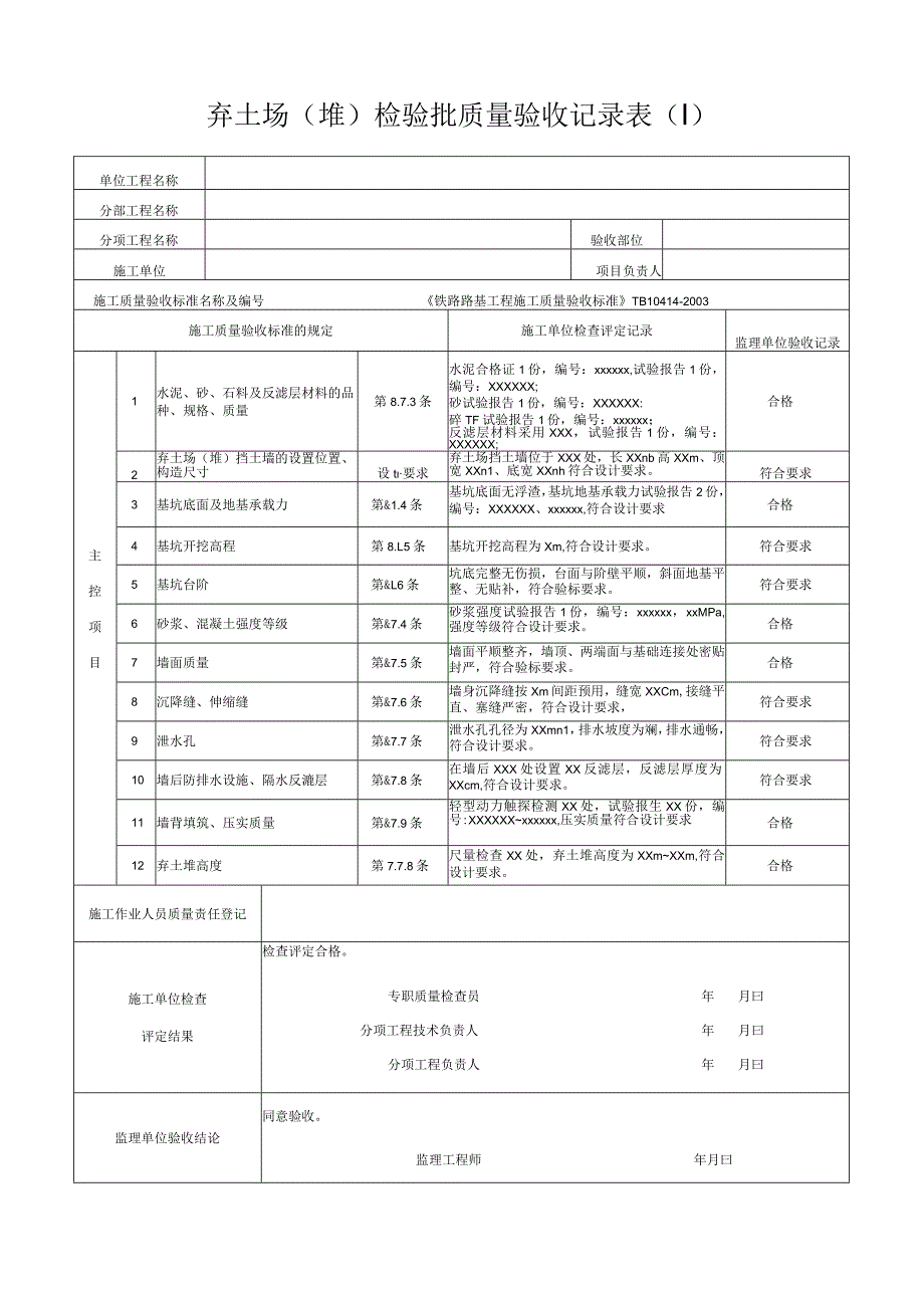 弃土场(堆)检验批质量验收记录表(Ⅰ).docx_第1页