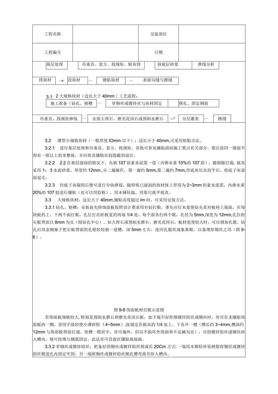 大理石、磨光花岗石、预制水磨石饰面施工工艺技术交底.docx_第2页