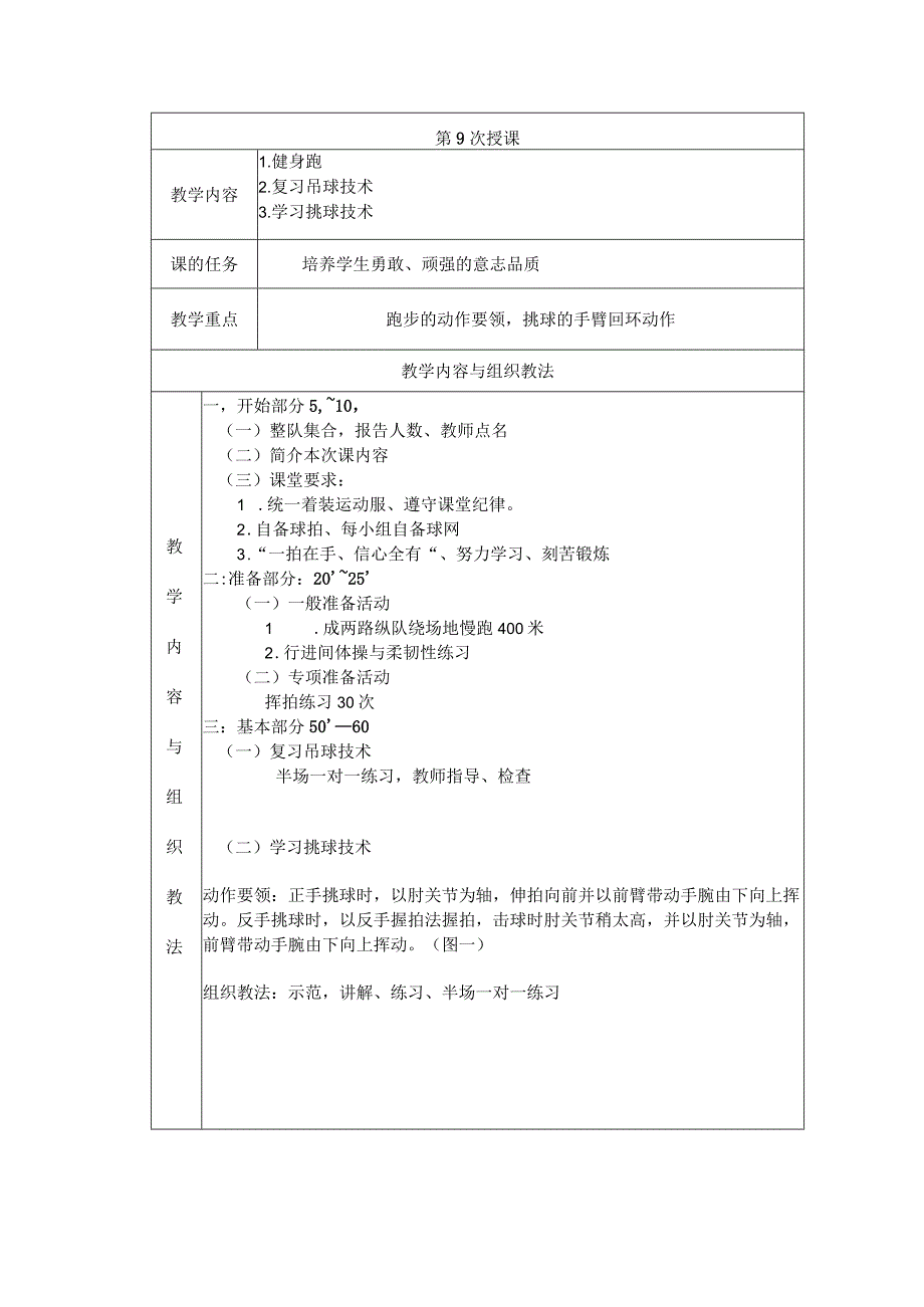 大学羽毛球教学学习挑球技术教案.docx_第1页