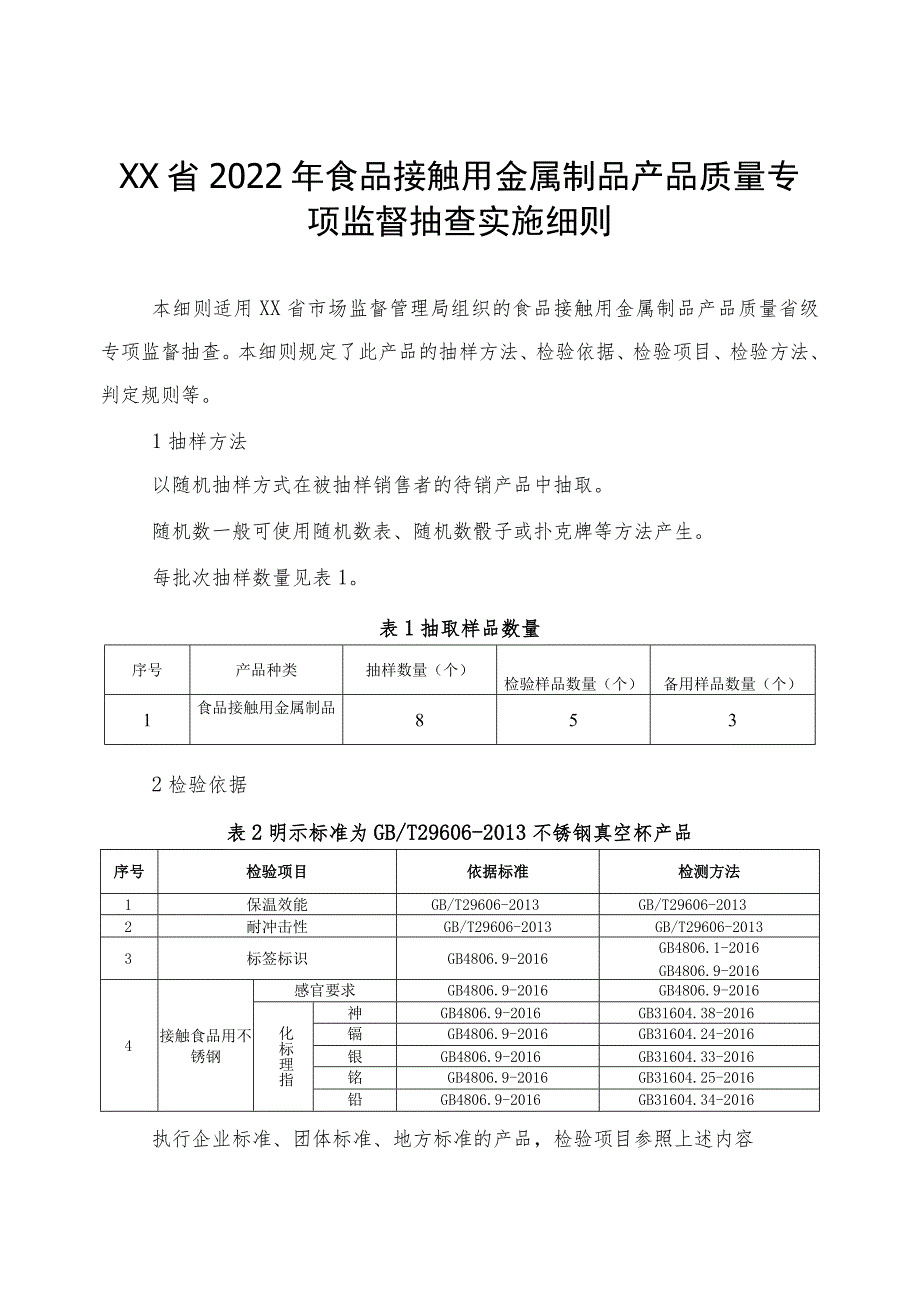 2022年食品接触用金属制品产品质量专项监督抽查实施细则.docx_第1页