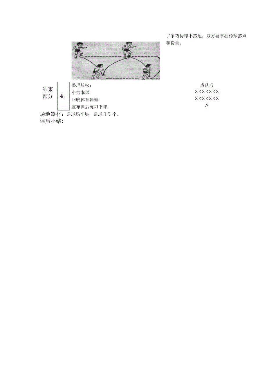 中小学足球头传接球训练第十五课时向前跑对传半高球教案.docx_第2页