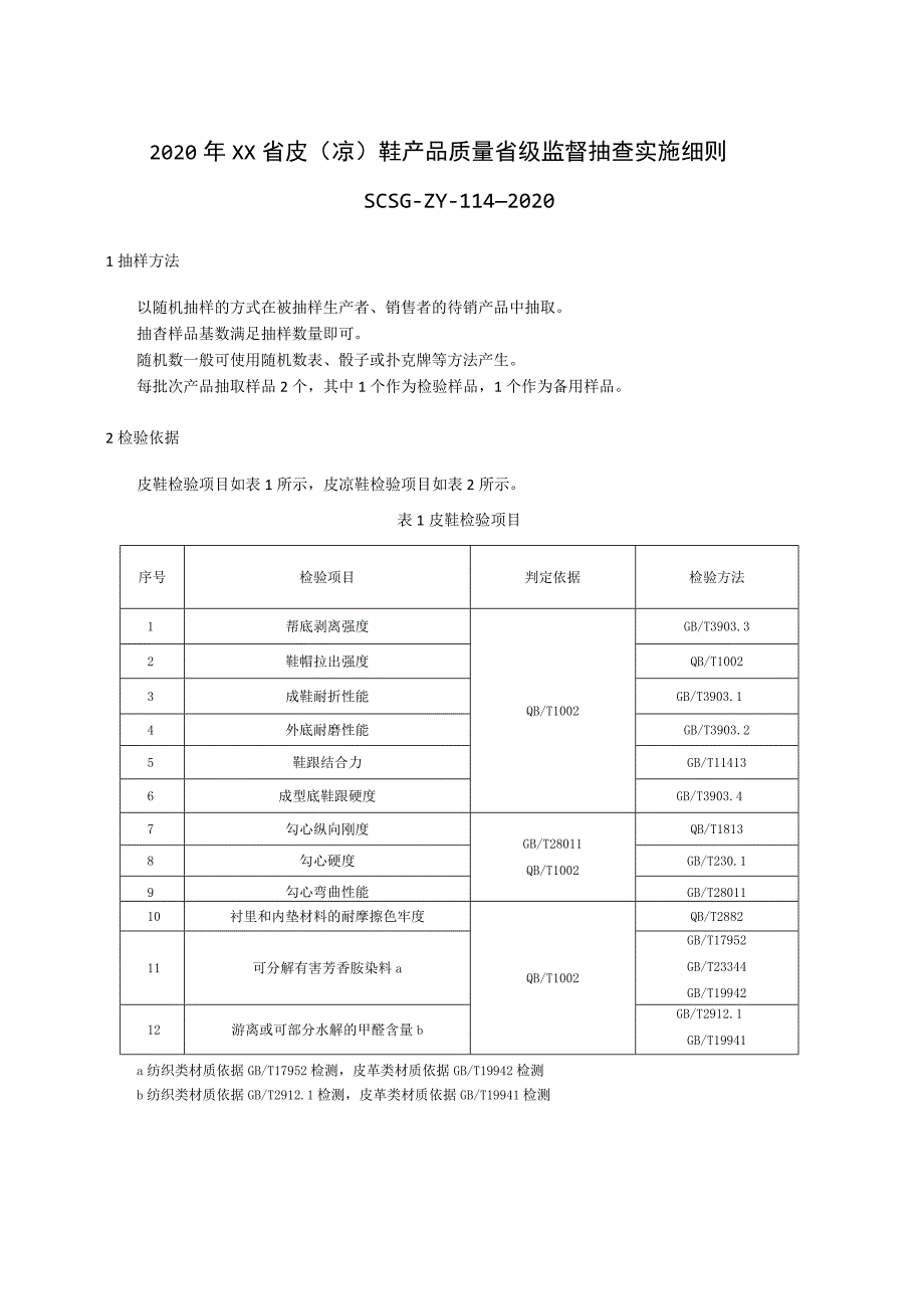 2020年皮（凉）鞋产品质量省级监督抽查实施细则.docx_第1页