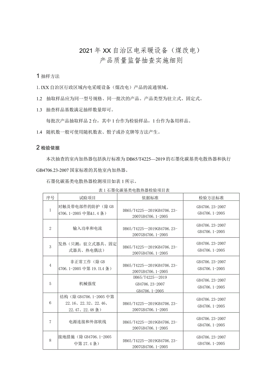 电采暖设备（煤改电）产品质量监督抽查实施细则.docx_第1页