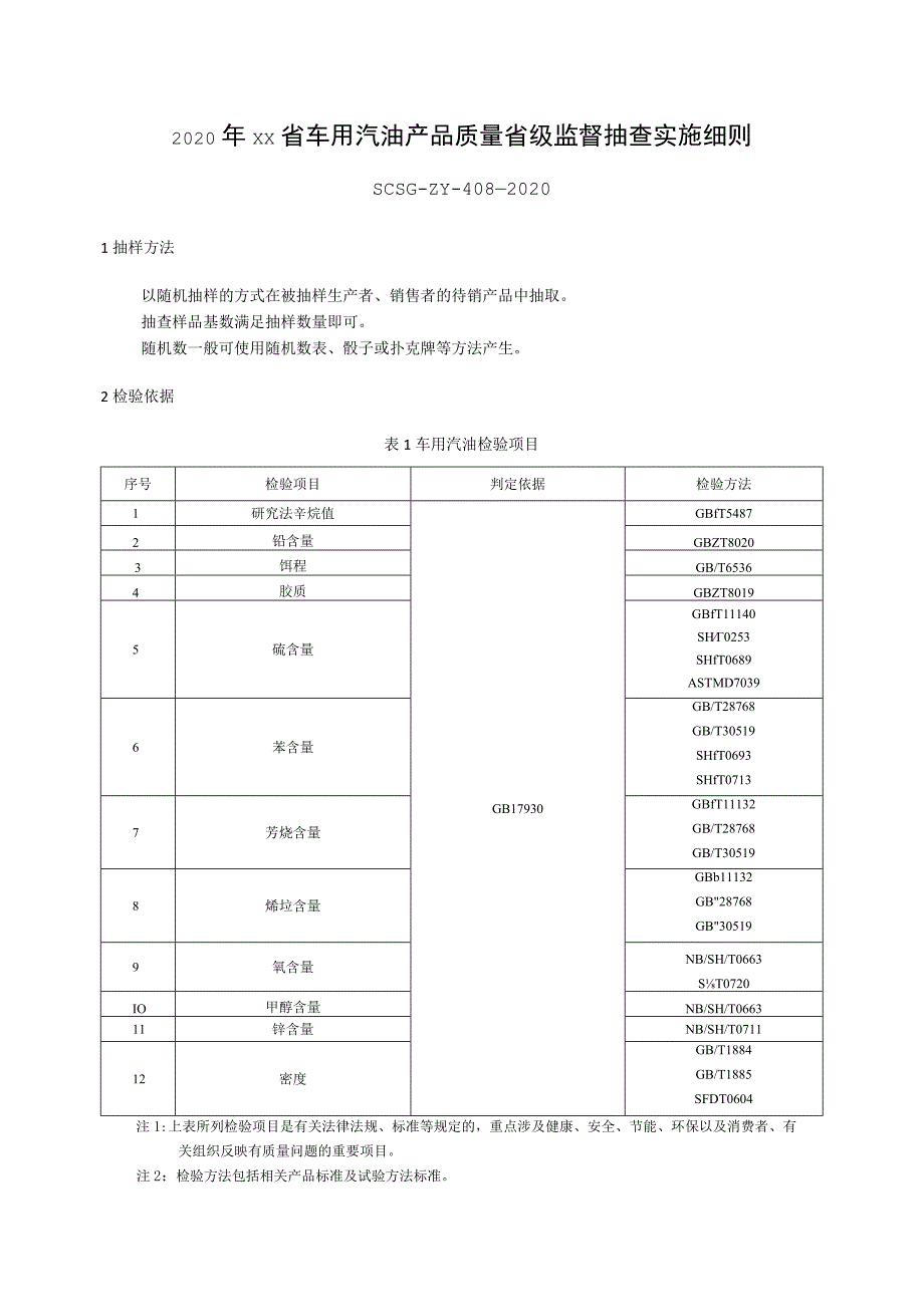 2020年车用汽油产品质量省级监督抽查实施细则.docx_第1页