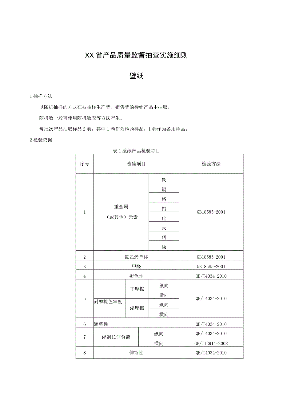 产品质量监督抽查实施细则——壁纸.docx_第1页