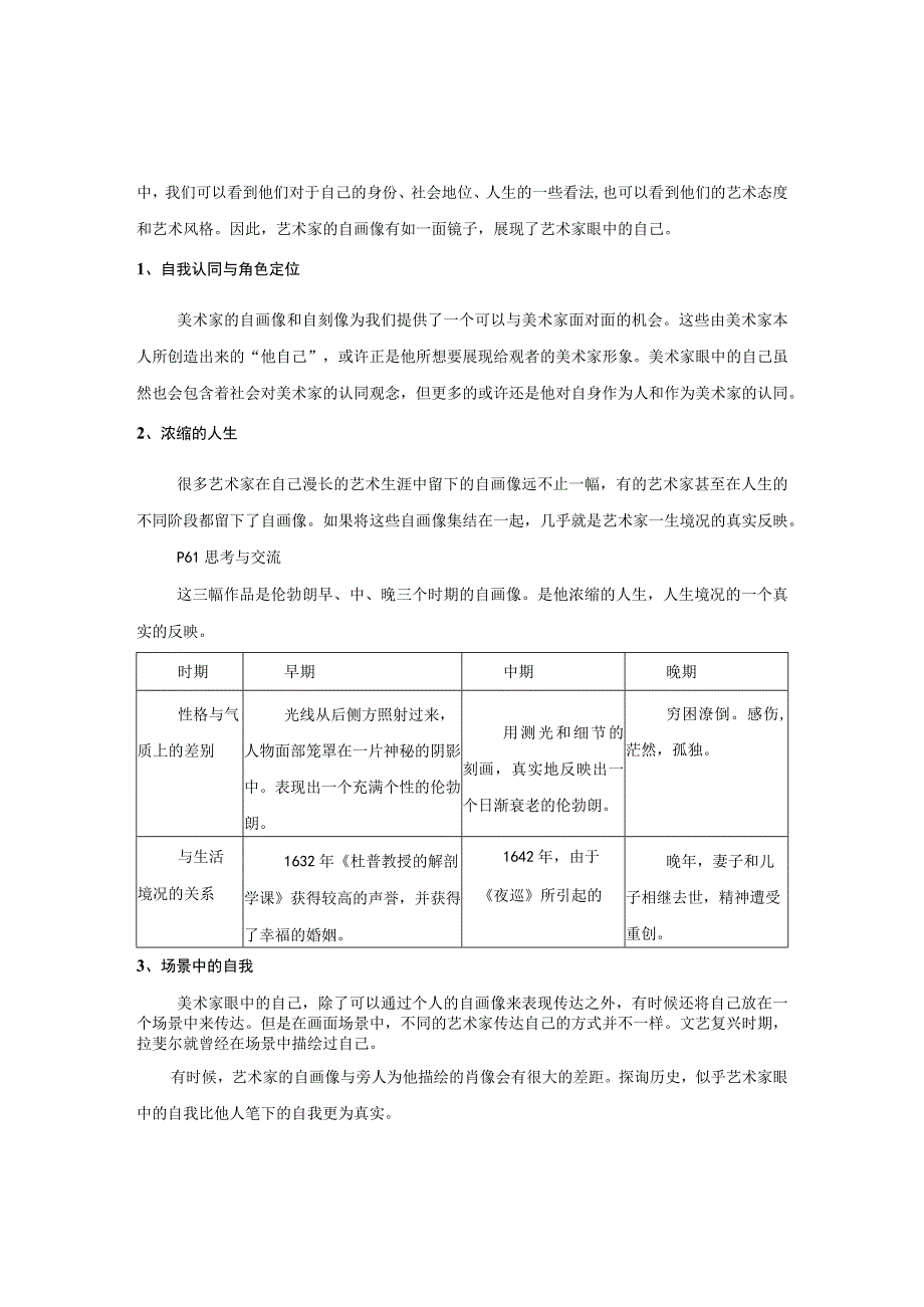 第三单元第二课美术家眼中的自己——自画像中的自我表现.docx_第2页