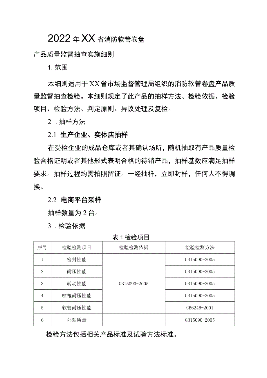 2022年工业品省级监督抽查实施细则（消防软管卷盘）.docx_第1页