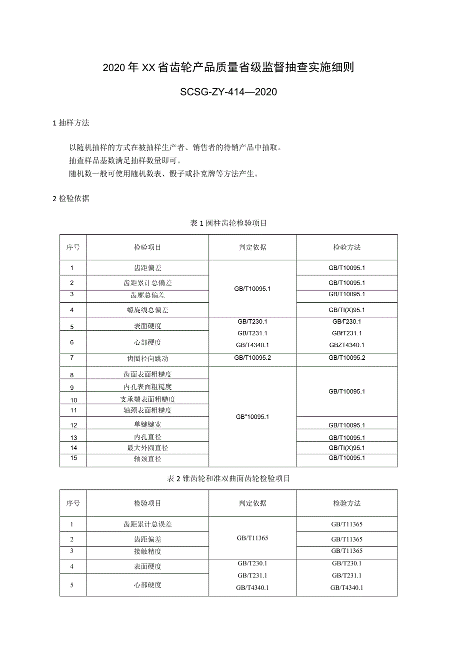 2020年齿轮产品质量省级监督抽查实施细则.docx_第1页