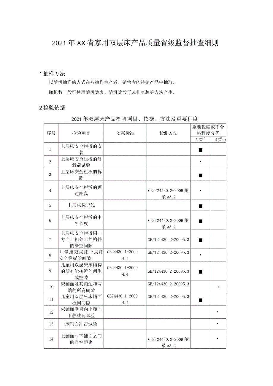 2021年家用双层床产品省级监督抽查实施细则.docx_第1页