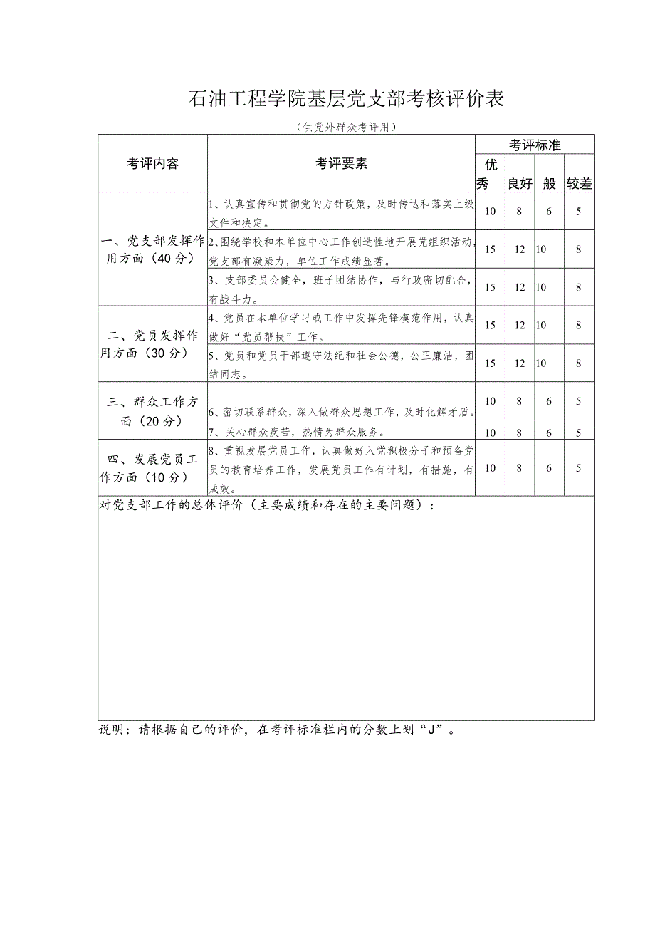 石油工程学院基层党支部考核评价表.docx_第1页