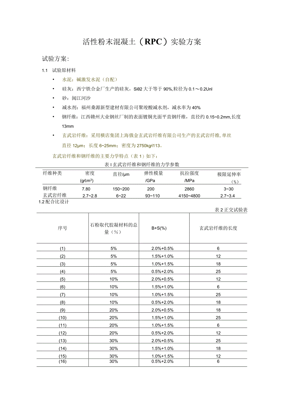 活性粉末混凝土（RPC）实验方案.docx_第1页