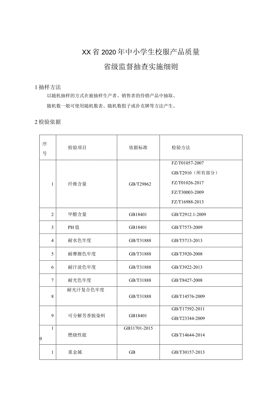 2020年中小学生校服产品质量省级监督抽查实施细则.docx_第1页