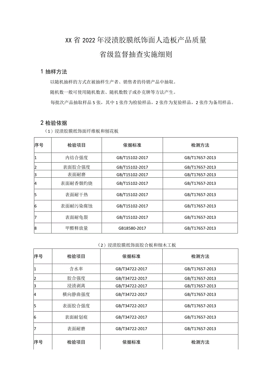 2022年浸渍胶膜纸饰面人造板产品质量省级监督抽查实施细则.docx_第1页