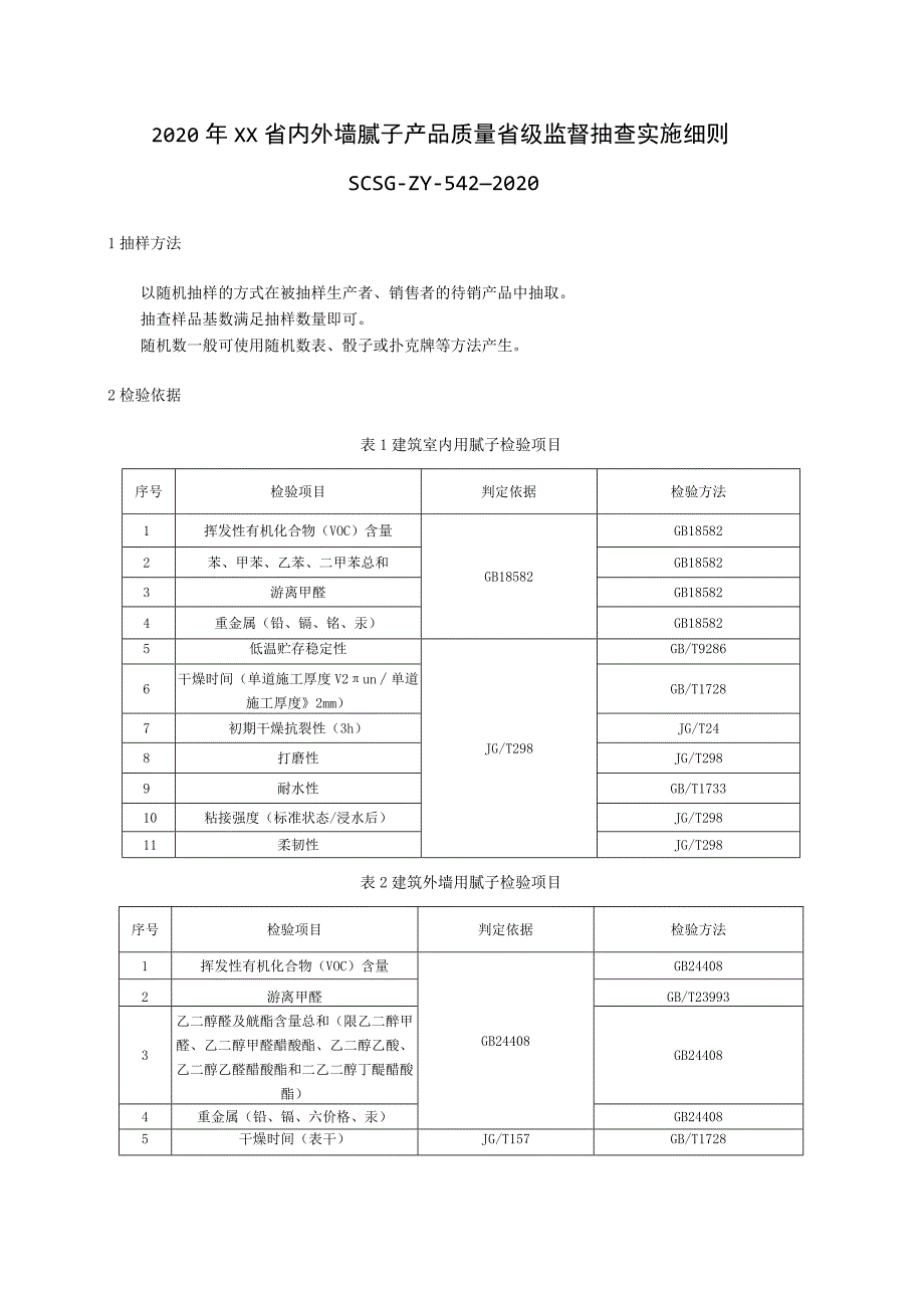 2020年内外墙腻子产品质量省级监督抽查实施细则.docx_第1页