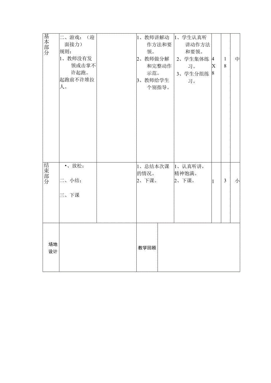 小学二年级体育课第十一周第一节跳双绳游戏迎面接力教案.docx_第2页