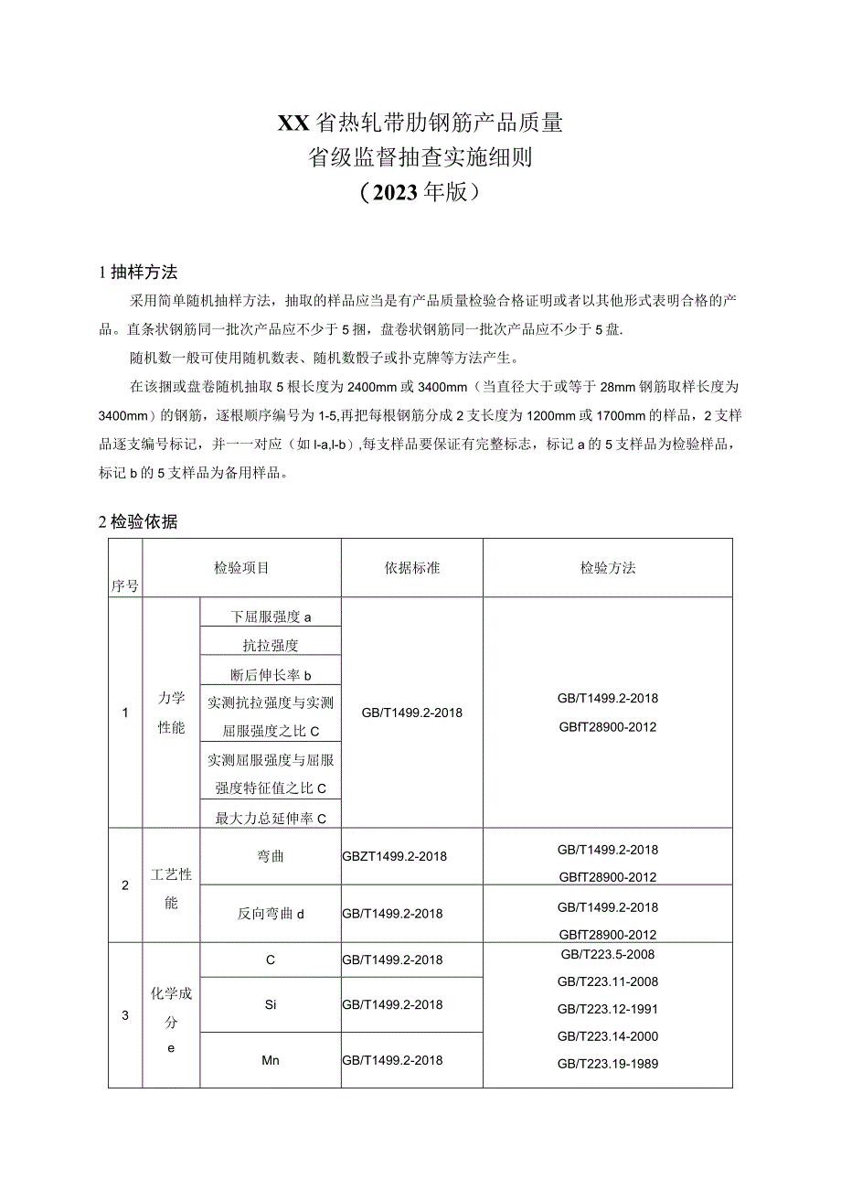 热轧带肋钢筋产品质量省级监督抽查实施细则（2023年版）.docx_第1页