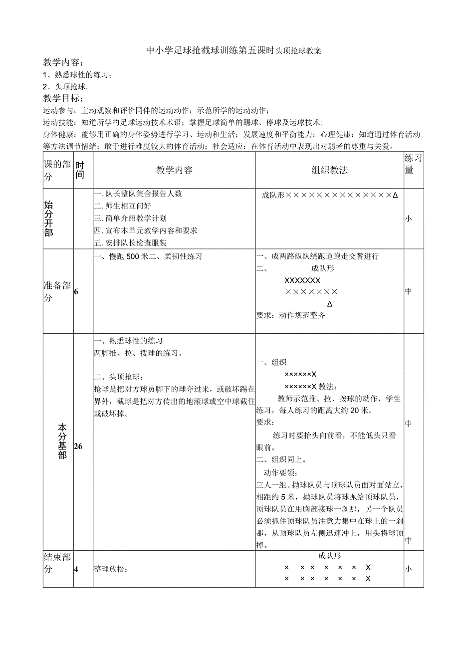 中小学足球抢截球训练第五课时头顶抢球教案.docx_第1页